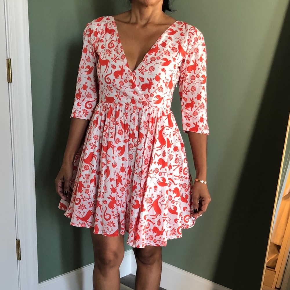 Carolina K red/white mini cotton dress. Small.